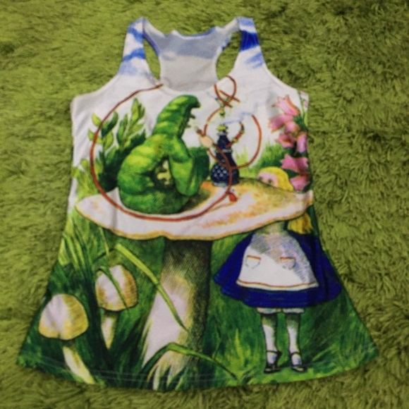 Alice in Wonderland & Little Mermaid Parody Graphic Print Tank Top x 2 Size S - Picture 5 of 10